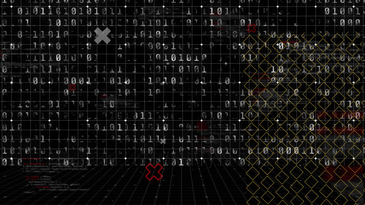 animación de codificación binaria y procesamiento de datos digitales sobre fondo negro