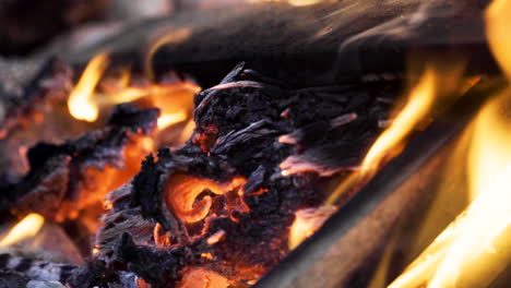 shots of bonfire slowly burning more close up