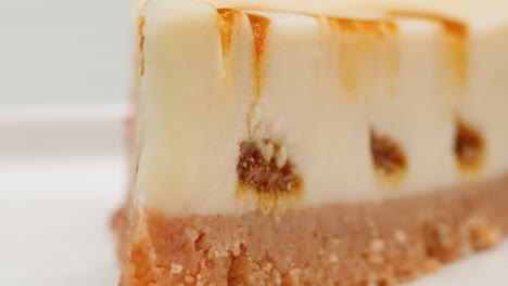 close up of a slice of cheesecake