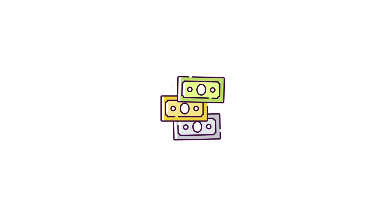 Animated Icon of Money Bills Stacking and Disappearing
