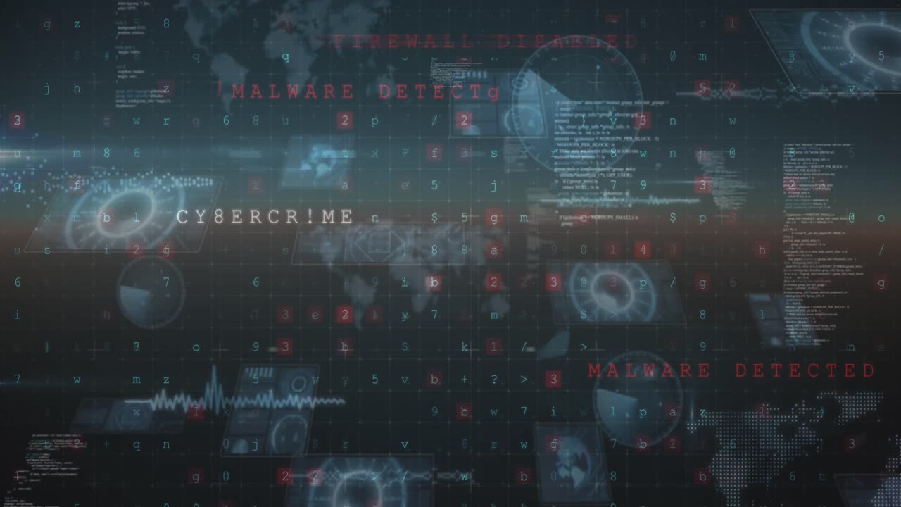 Animation of data processing over black background