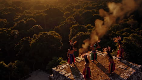 mayan ritual ceremony at sunrise