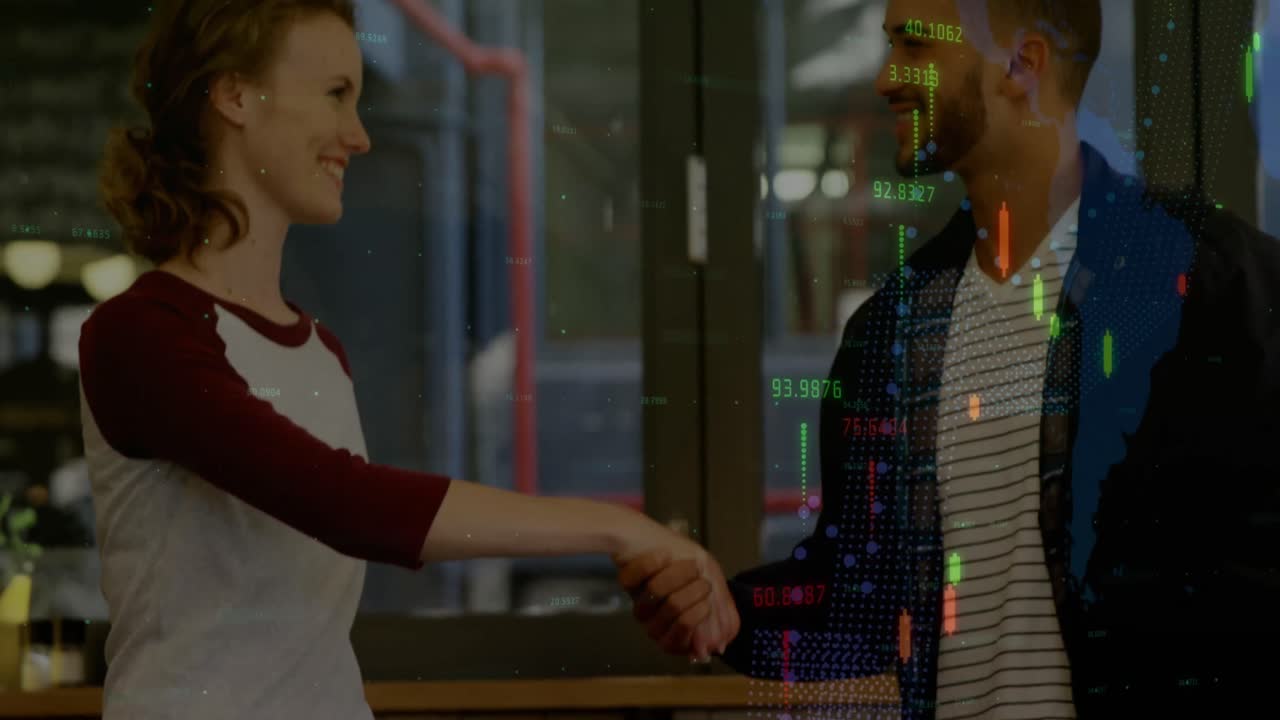 animación de la interfaz digital y el procesamiento de datos financieros sobre personas de negocios