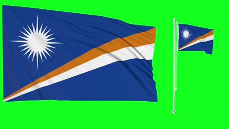 Greenscreen-Schwenkt-Die-Flagge-Oder-Den-Fahnenmast-Der-Marshallinseln