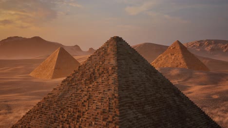 majestic pyramids of giza at sunset