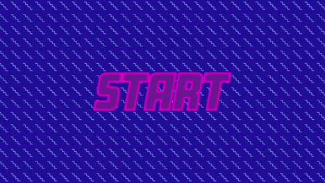 animation of start text over moving shapes on blue background