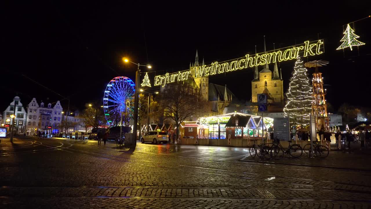 겨울, 튀링겐 대성당 앞 에르푸르트의 유명한 크리스마스 시장