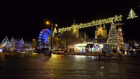 famous christmas market in erfurt in front of cathedral in winter, thuringia