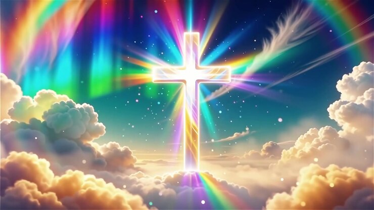 Christian Cross Heavenly Light Worship Background