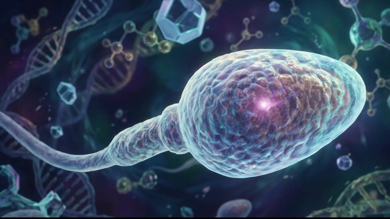 Animazione microscopica di spermatozoi