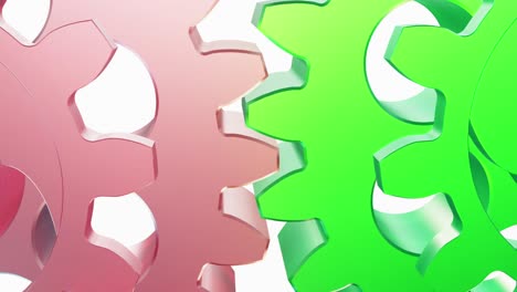 animated rotating cog gears in pink and green