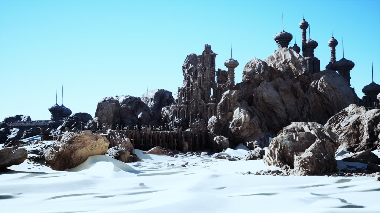 그 위 에 많은 첨탑 이 있는 큰 돌 건물