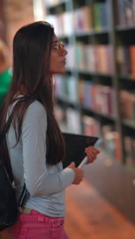 student in a library