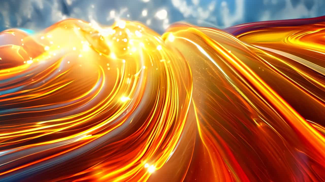 A colorful swirl of light and shadow with a blue sky in the background. The colors are vibrant and the light is shining through the glass, creating a sense of movement and energy