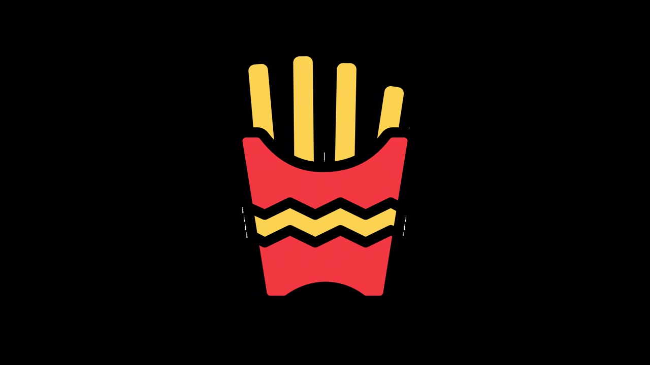 Animated French Fries Icon on Black Background
