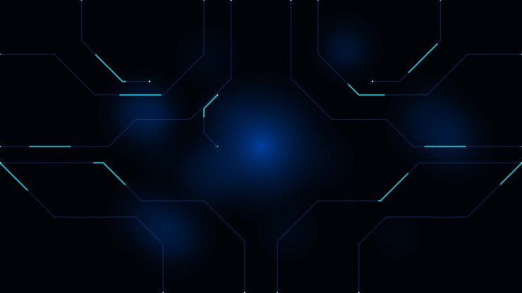 Animazione di circuito stampato digitale con linee di dati blu luminose
