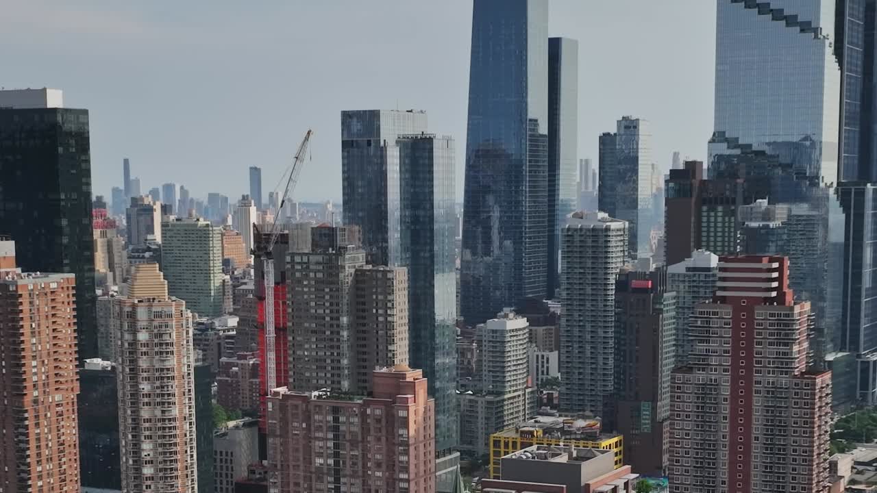 Captivating aerial view of New York City skyline from a drone