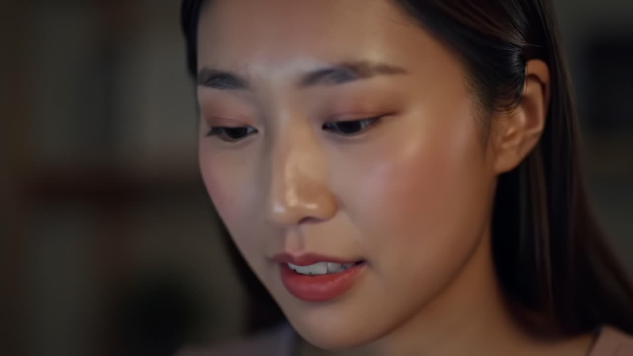 An Engaging Moment of Reflection: A Close-Up Portrait of a Young Woman Expressing Emotion, Capturing the Subtle Nuances of Her Thoughtful Expression