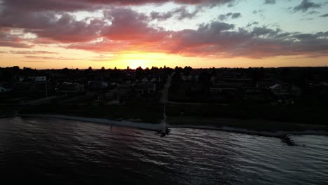 Aerial-Sunset-Over-North-Sea,-Ega,-Denmark