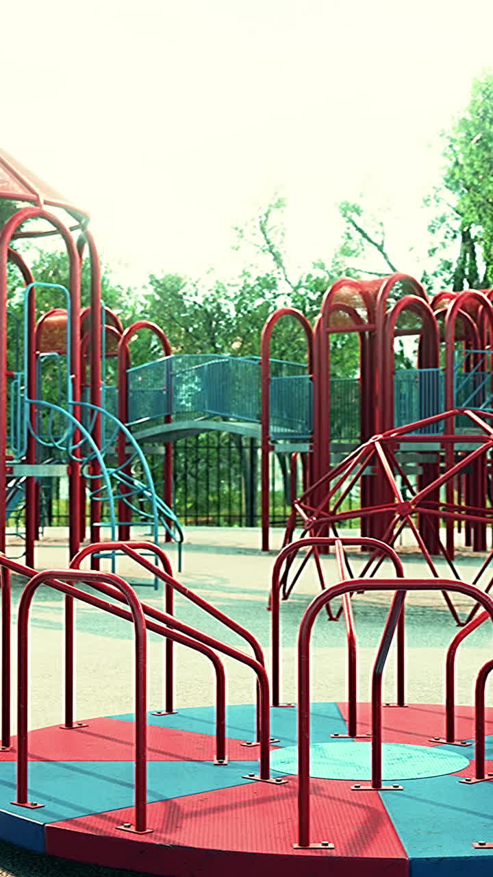 Colorful playground with a merry-go-round