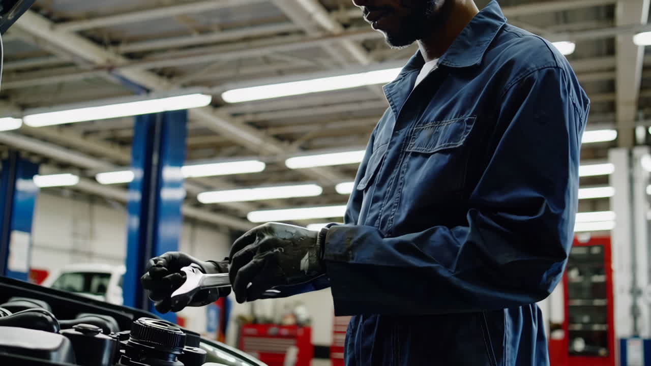 mecánico de automóviles trabajando en un coche