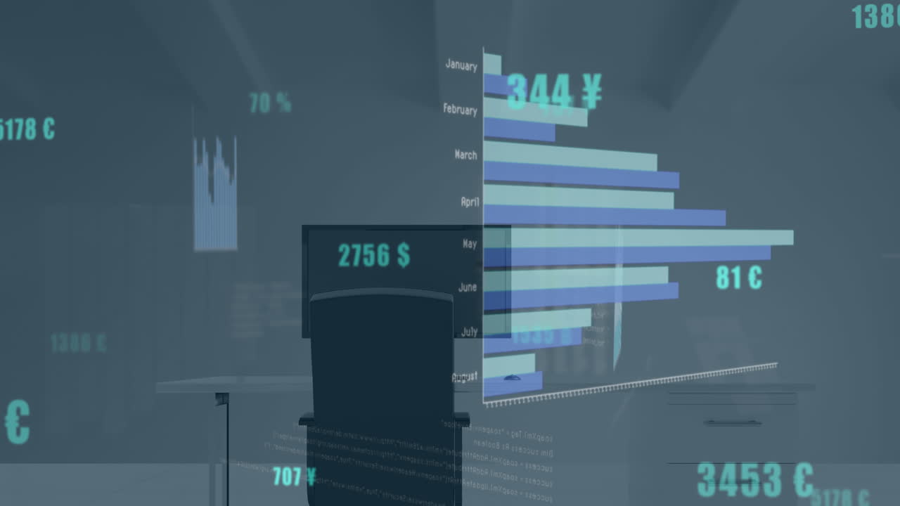animación del procesamiento de datos estadísticos en el escritorio