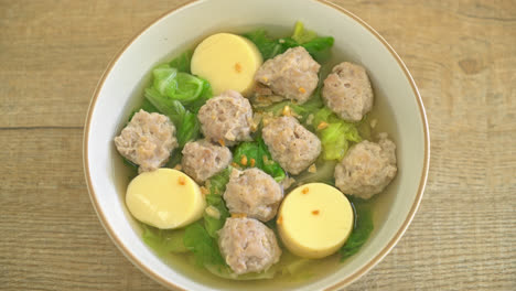 Homemade-Cabbage-Clear-Soup-with-Tofu-and-Minced-Pork-Bowl