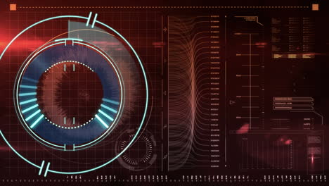 animación del escaneo del alcance y el procesamiento de datos en pantalla digital