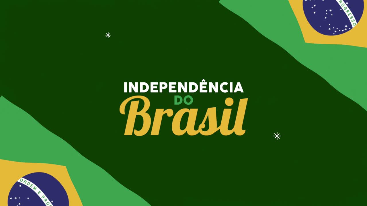 independencia brasileña letras con animación de banderas