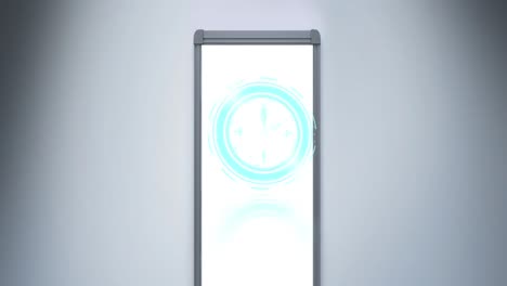 animación del reloj azul sobre la pizarra