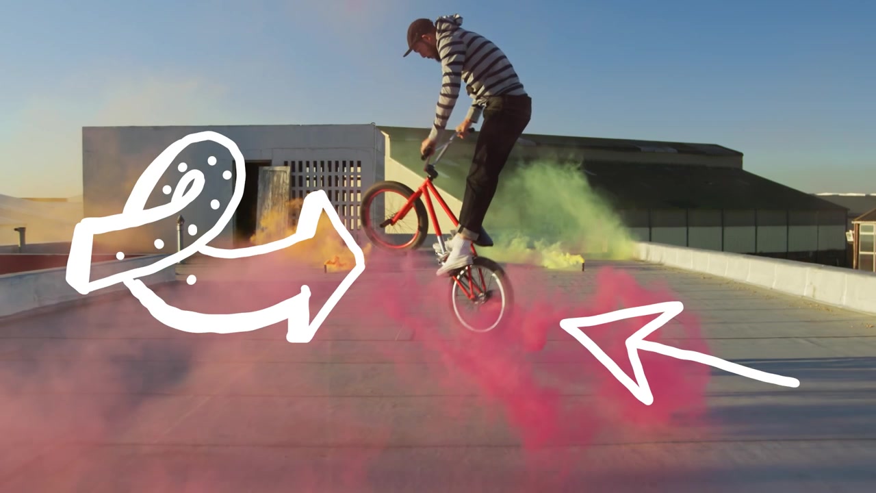 Animated Hand-Drawn Arrows Overlaid on Action Sports and Ocean Footage