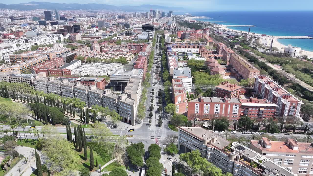 Barcelona Skyline At Barcelona In Catalonia Spain. Cityscape Scenery. Downtown City. Barcelona At Catalonia Spain. Cultural Heritage Skyline. Beautiful Metropolis
