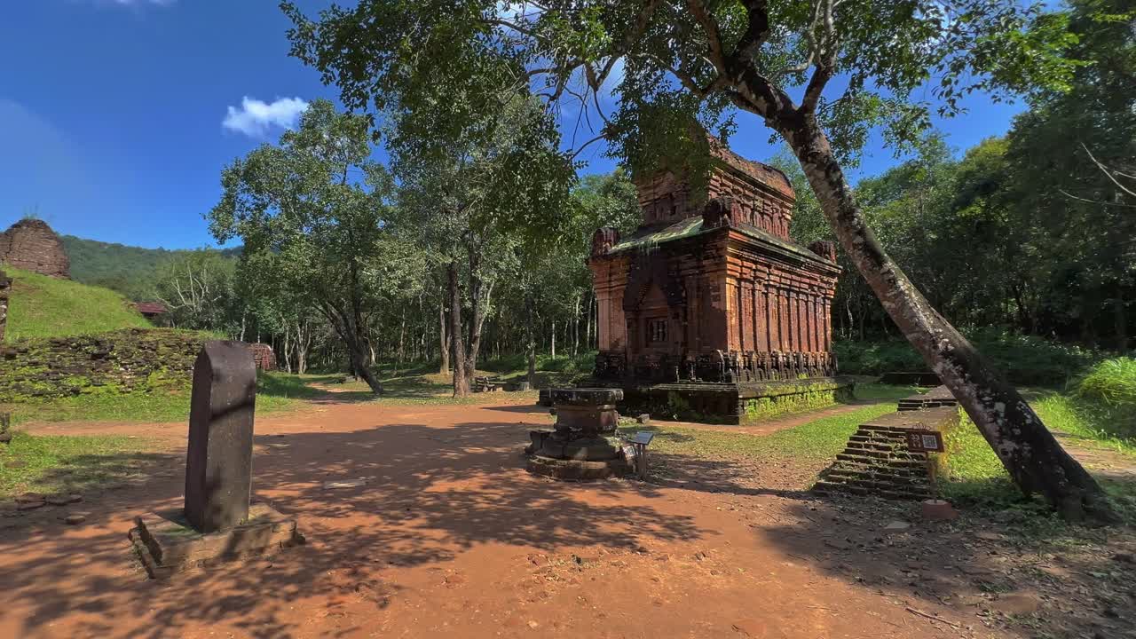 Abandoned Ruins Of My Son Sanctuary - Shaiva Hindu Temples In Quang Nam, Vietnam. panning shot