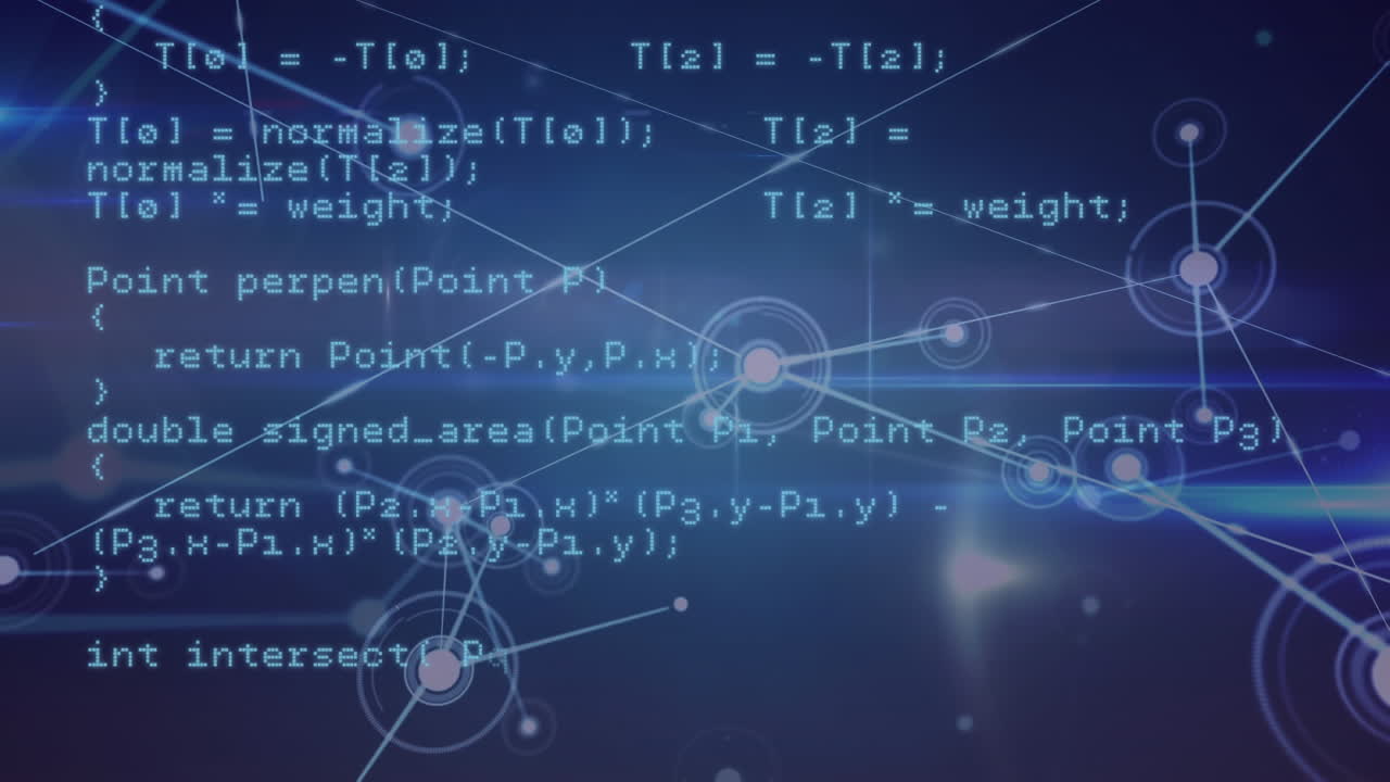 블랙 배경 위의 연결 네트워크와 데이터 처리의 애니메이션