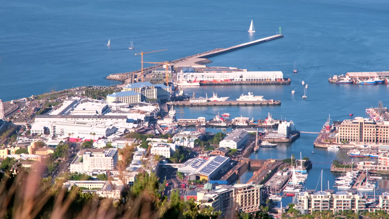 Top view from Signal Hill drive over Victoria and Alfred waterfront in Cape Town