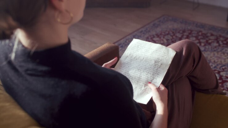 Woman Reading a Letter at Home