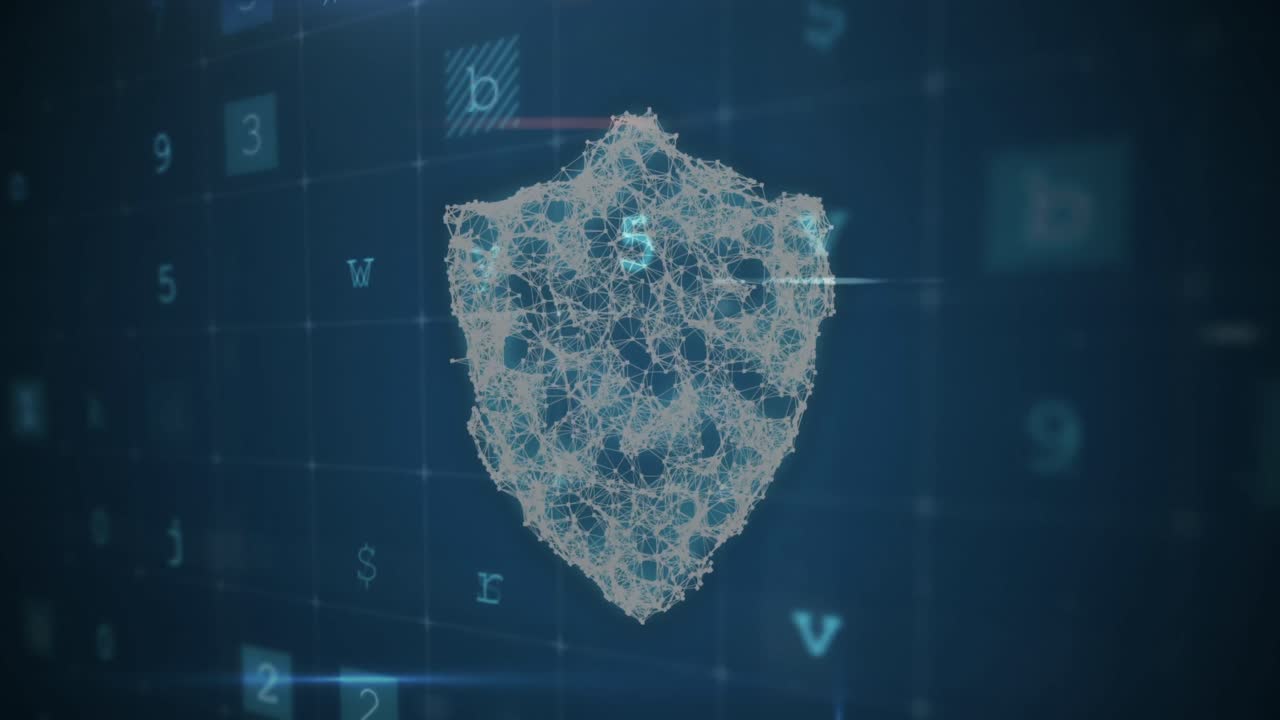 Animation of changing numbers and letters over online shield