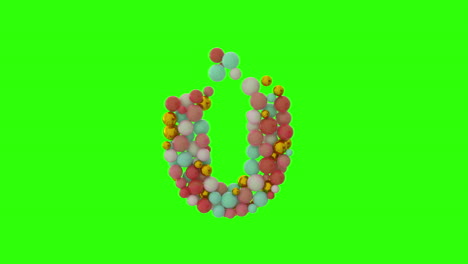 green screen number 0 made of spheres