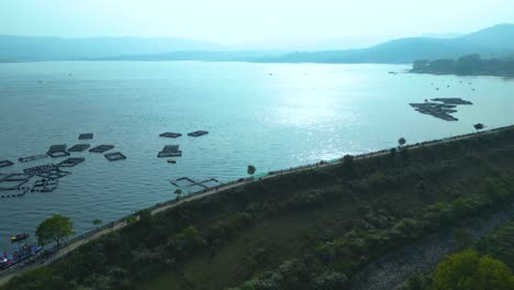 patratu dam tourist place and water sports activities aerial view