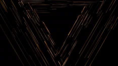 abstract geometric glitch motion background with golden triangles