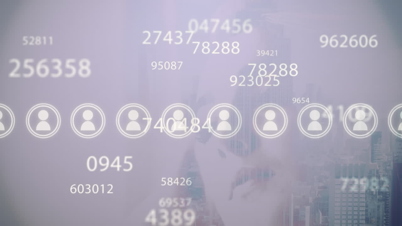 animación del procesamiento de datos sobre el paisaje urbano