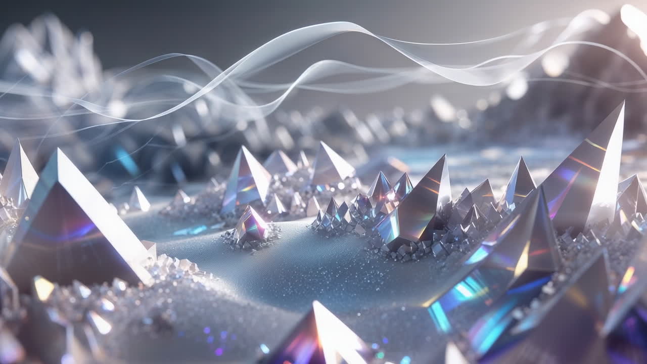 Abstract Crystal Landscape with Light Refraction
