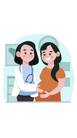 an animation of a cartoon dia internacional de la obstetricia y la embarazada illustration