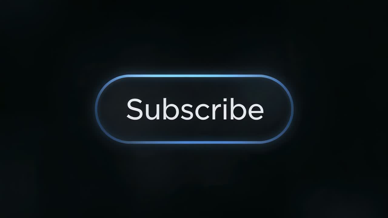 Rotating on play Subscribe button revealing 3D edge on black screen pulsing rim inviting clicks
