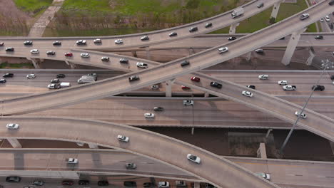 aerial of cars on houston toll road