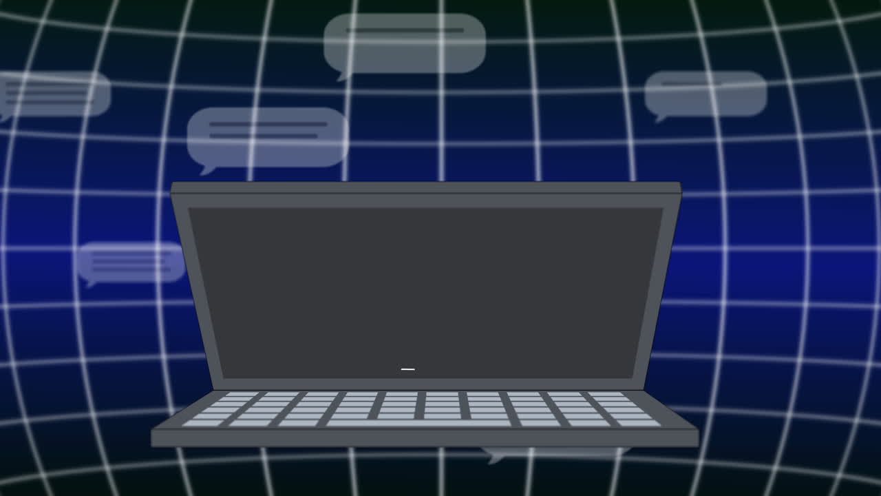 노트북 화면에 있는 ai 채팅과 아이콘의 애니메이션