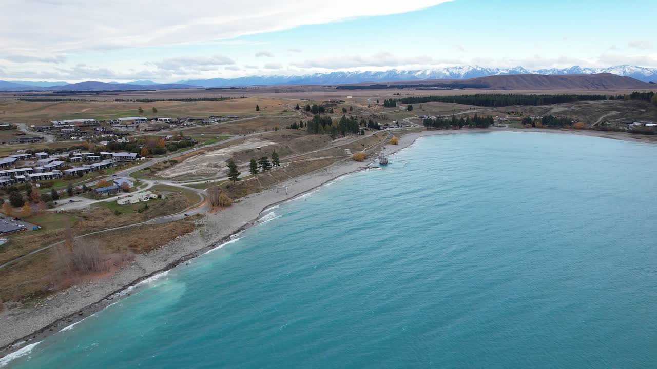 Scenery Of Lake Tekapo In South Island, New Zealand - Aerial Drone Shot