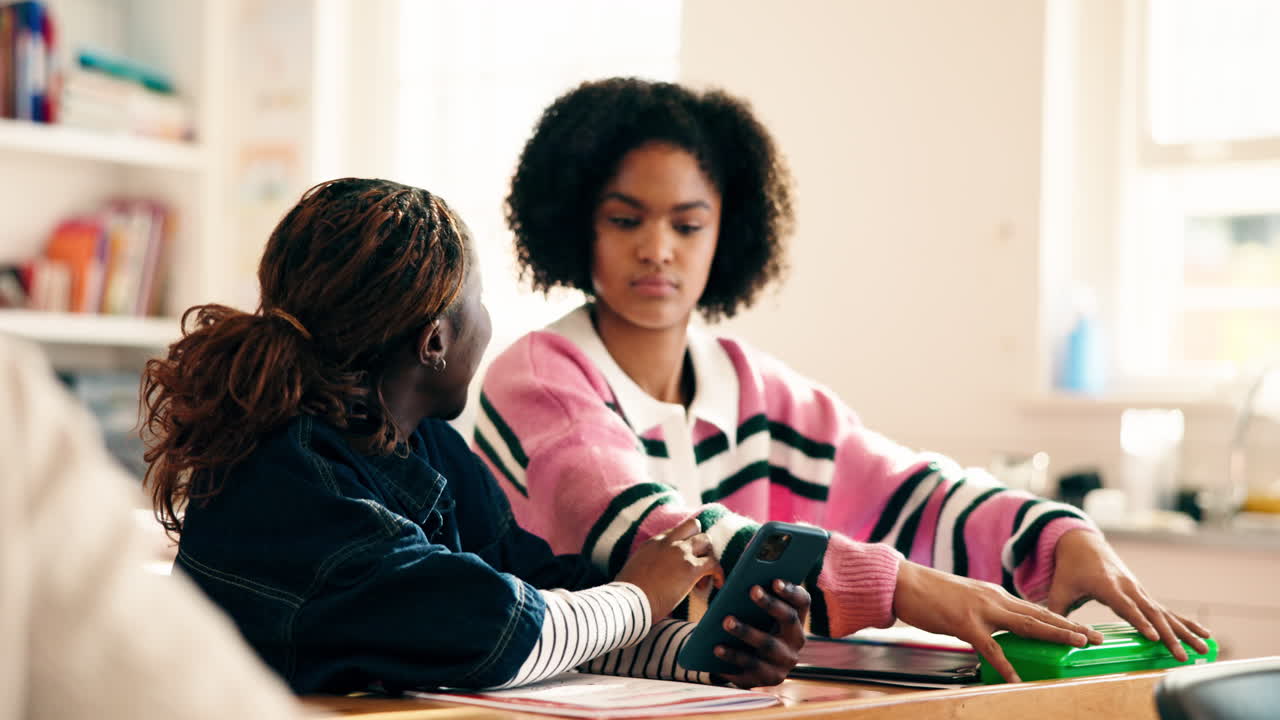 Teenage friends using a smartphone