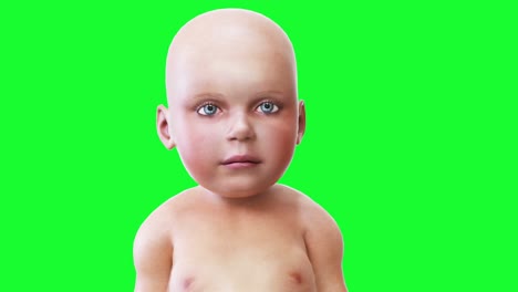 bebé gracioso, niños. animación realista en pantalla verde.