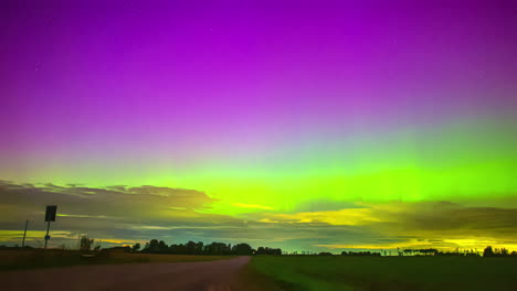 purple hues green northern lights aurora borealis, perseids meteor shower time-lapse